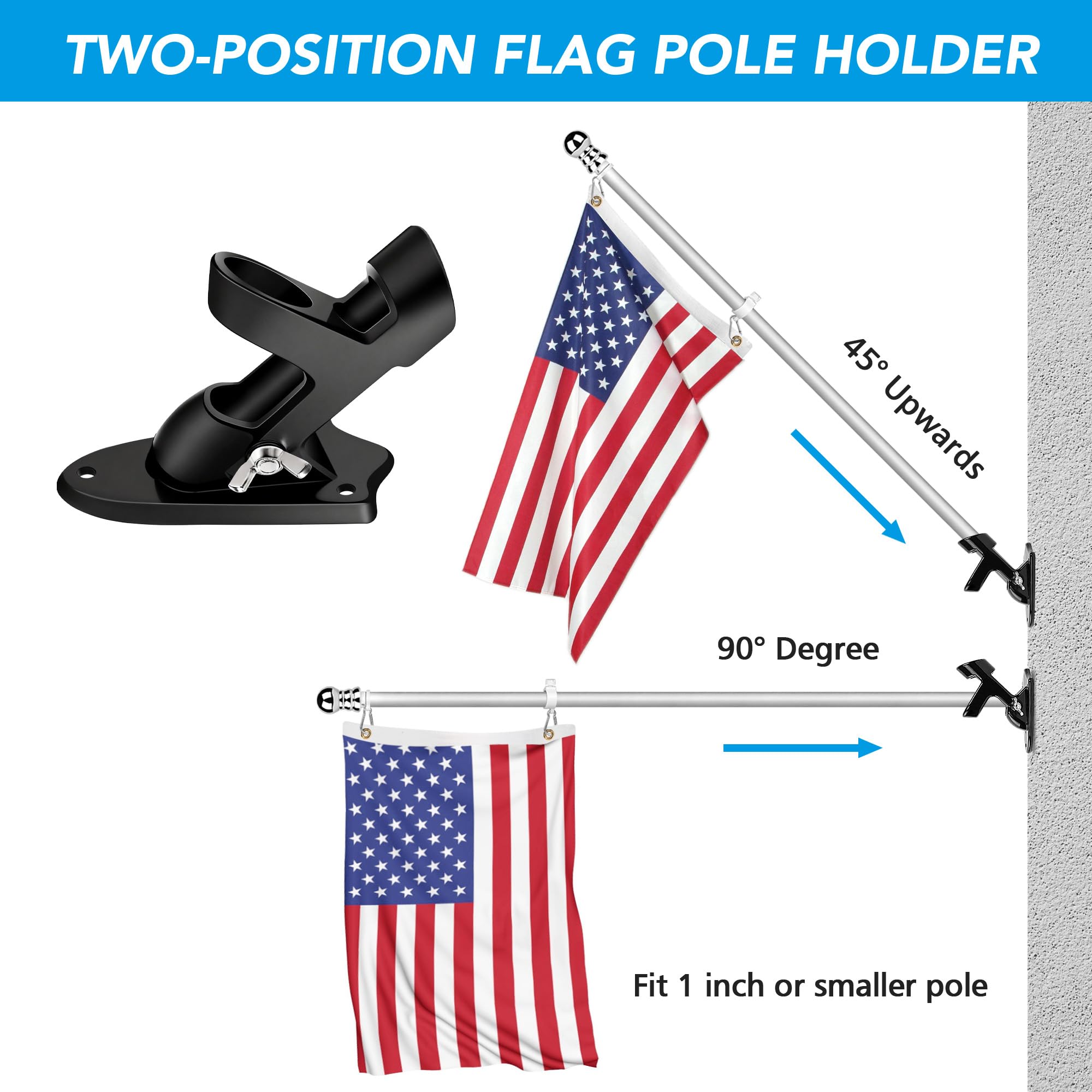 HOOPLE outdoor flag bracket fits 1-inch poles with secure mounting.