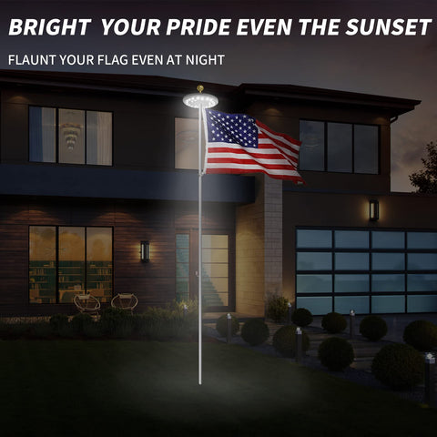 Outdoor HOOPLE lighting over patio, deck, and garden at night.