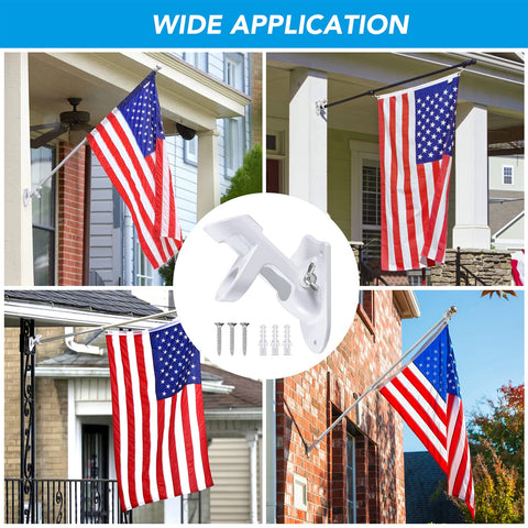 HOOPLE rustproof aluminum flag holder in white finish for outdoor spaces.