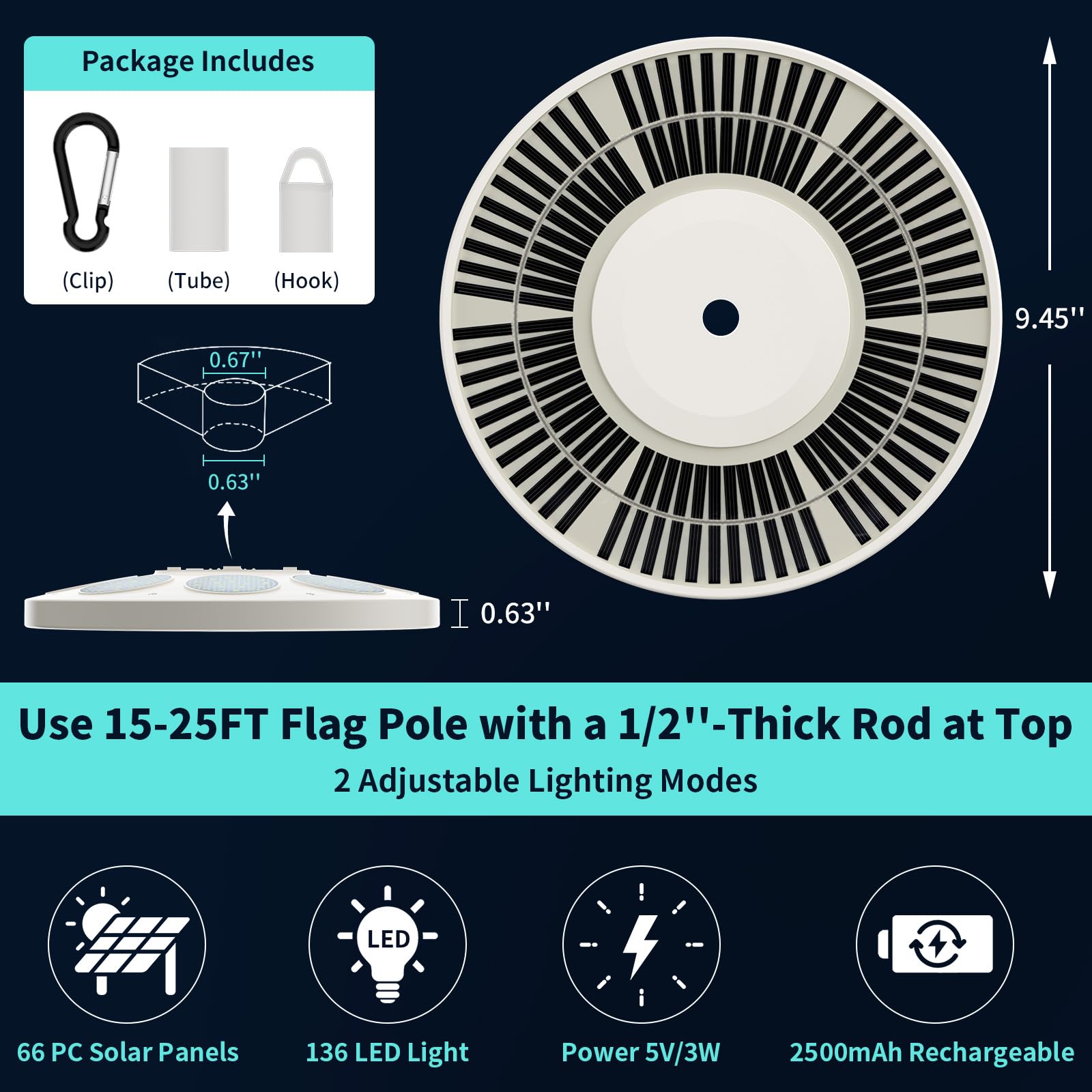 HOOPLE package includes light, tube, hook, and clip for mounting