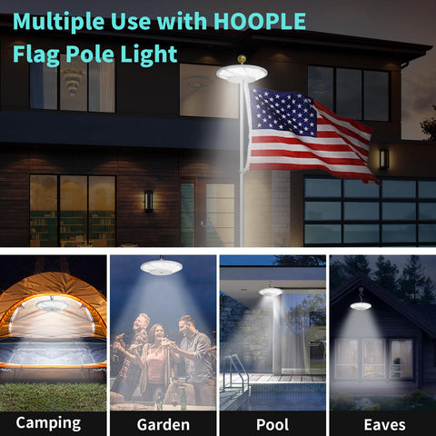 HOOPLE flag light package includes tube, hook, and clip