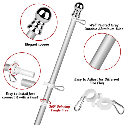 HOOPLE tangle-free rotating rings ensure the flag unfurls smoothly in breezy outdoor conditions.