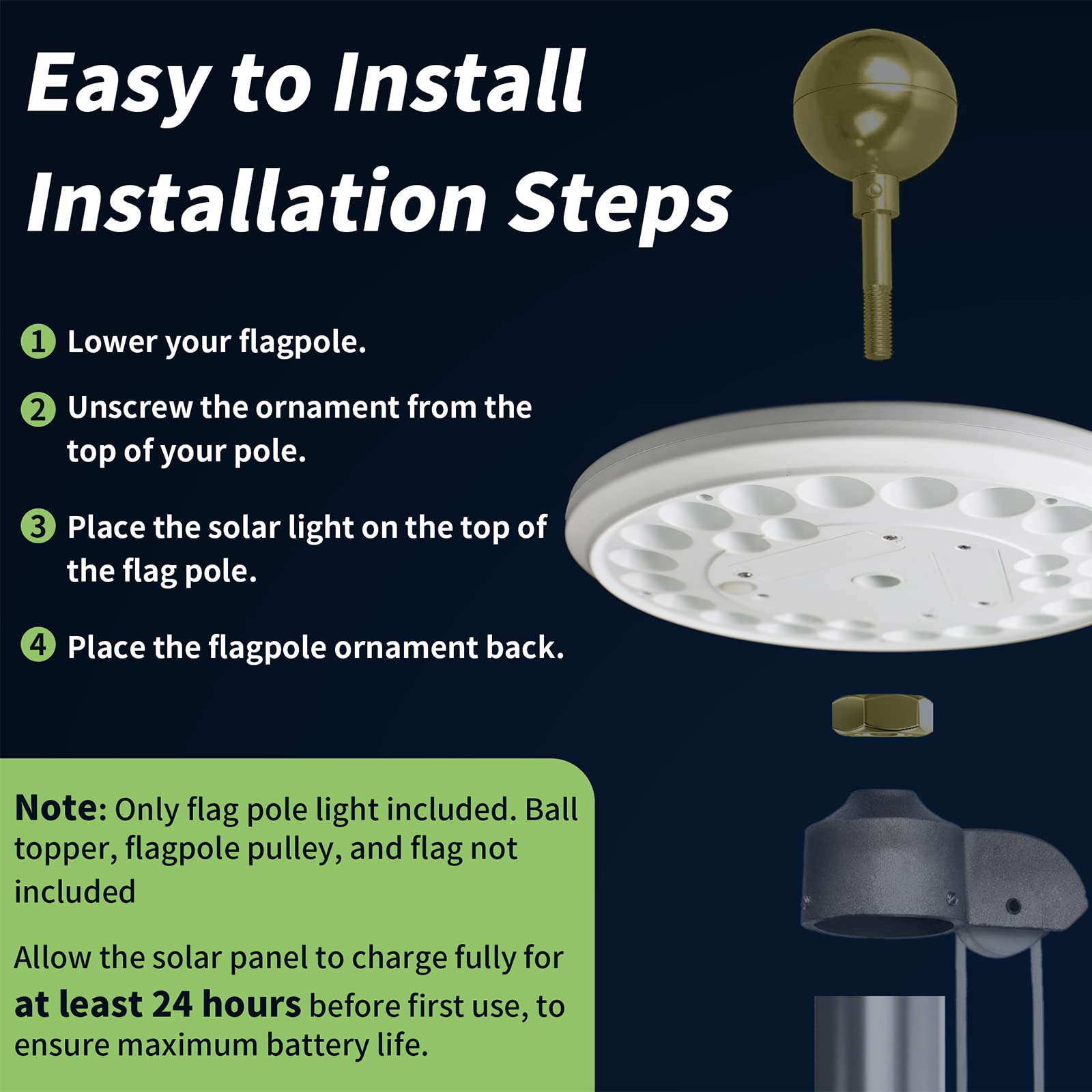 No-tools installation of HOOPLE flag light for quick setup.