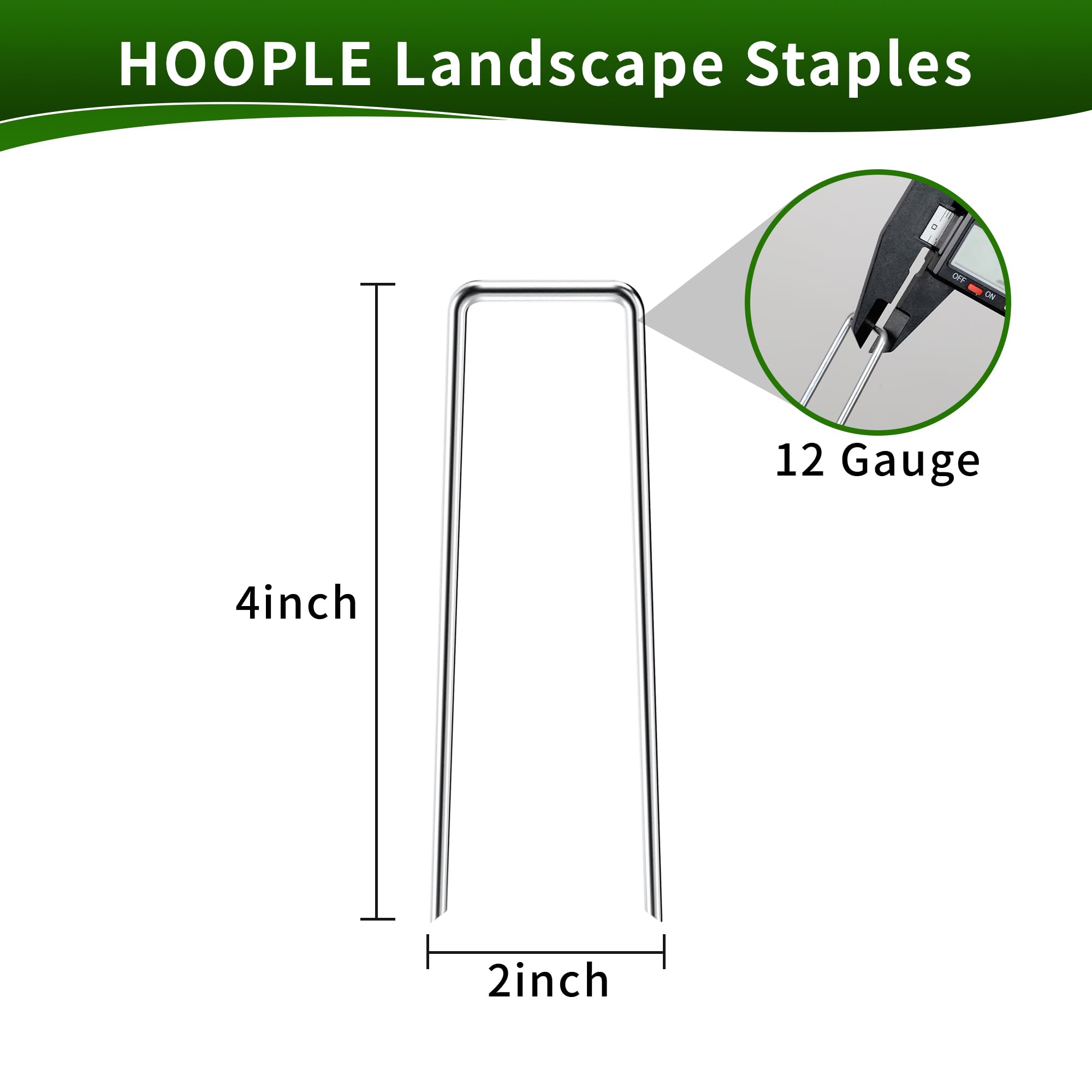 HOOPLE U-shaped stakes with sharp ends penetrate soil smoothly for secure anchoring.