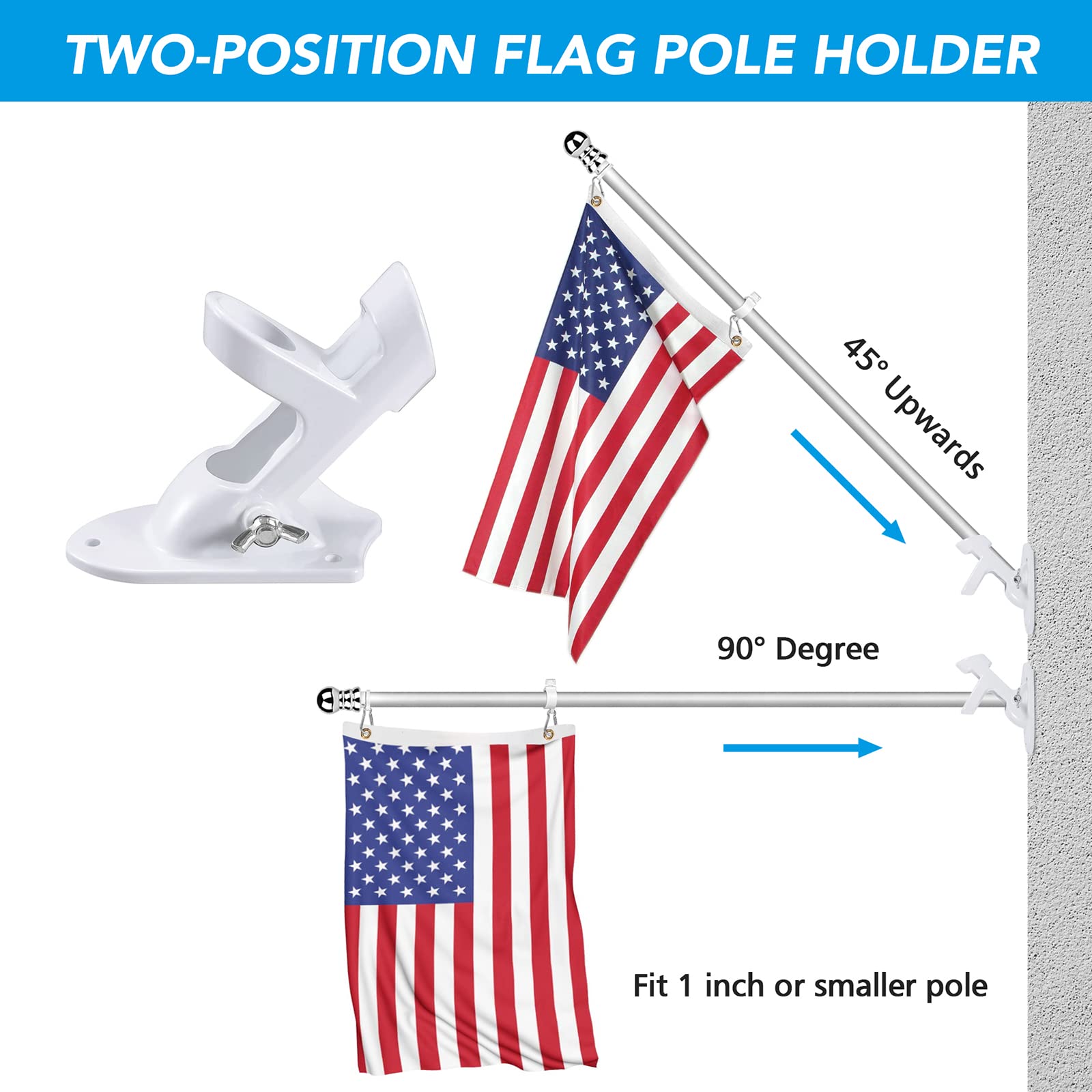 HOOPLE wind-resistant flag pole holder with stainless hardware for stability.