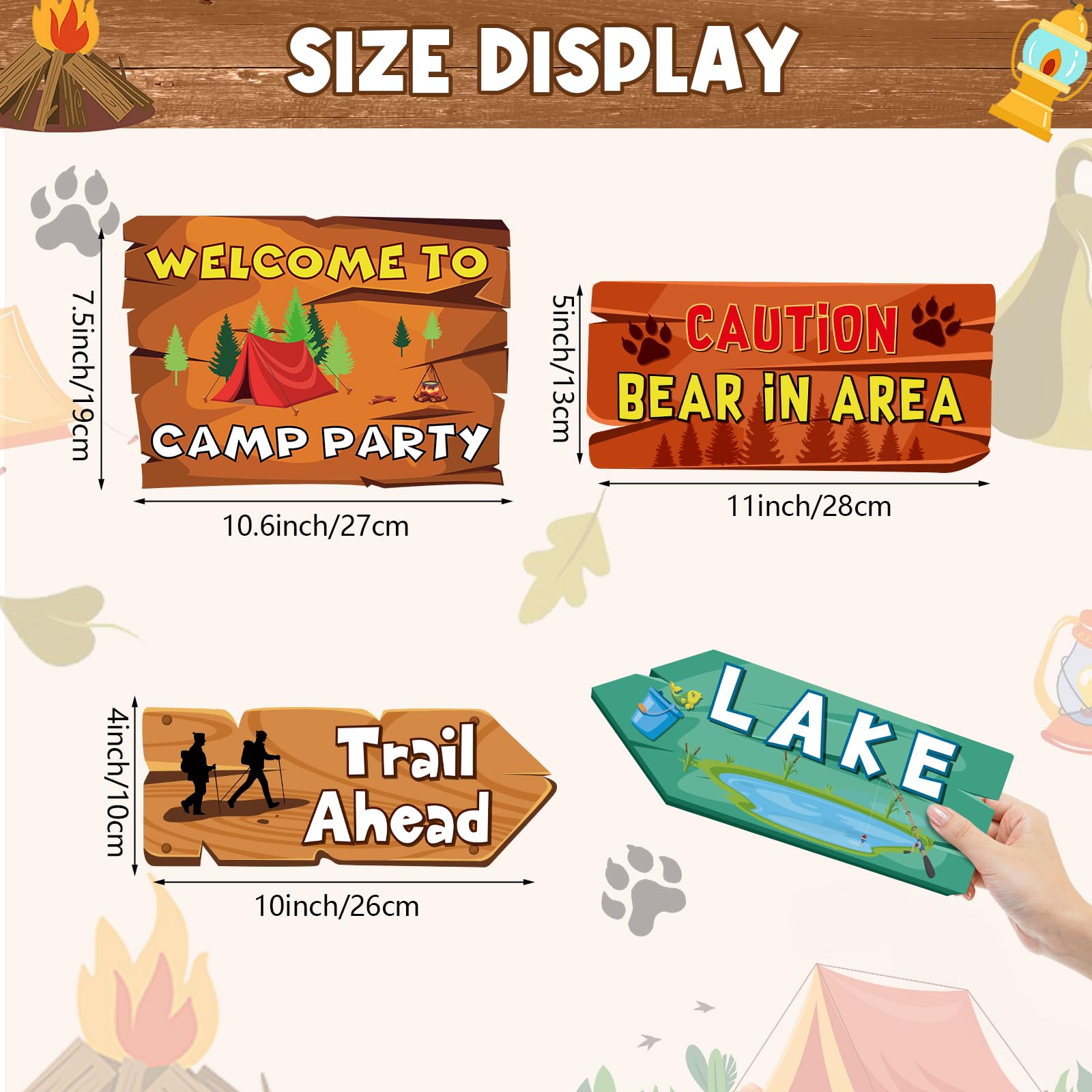 Hooqict camping sign camp fire for gathering spots and cozy corners.