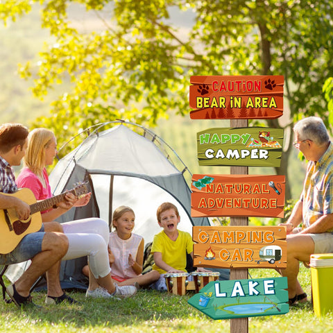 Hooqict camping sign lake, perfect backdrop marker for outdoor party zones.