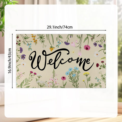 Hooqict Wildflower Spring Doormat placed indoors and outdoors for versatile use