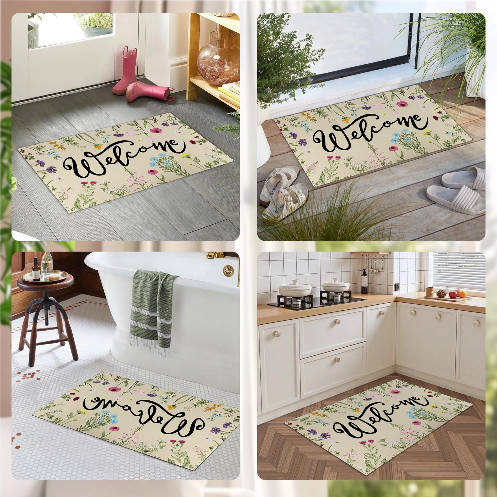 Moisture absorption feature of Hooqict Wildflower Spring Doormat in action