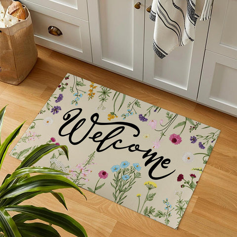 Spring decor idea with Hooqict Wildflower Doormat for Easter entryways