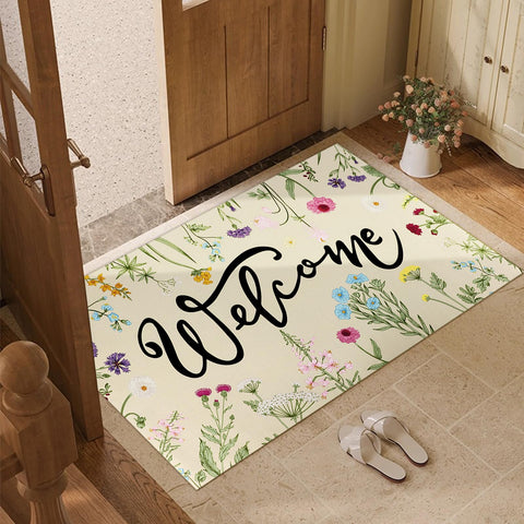 Textured TPR coating on Hooqict Wildflower Spring Doormat enhances durability