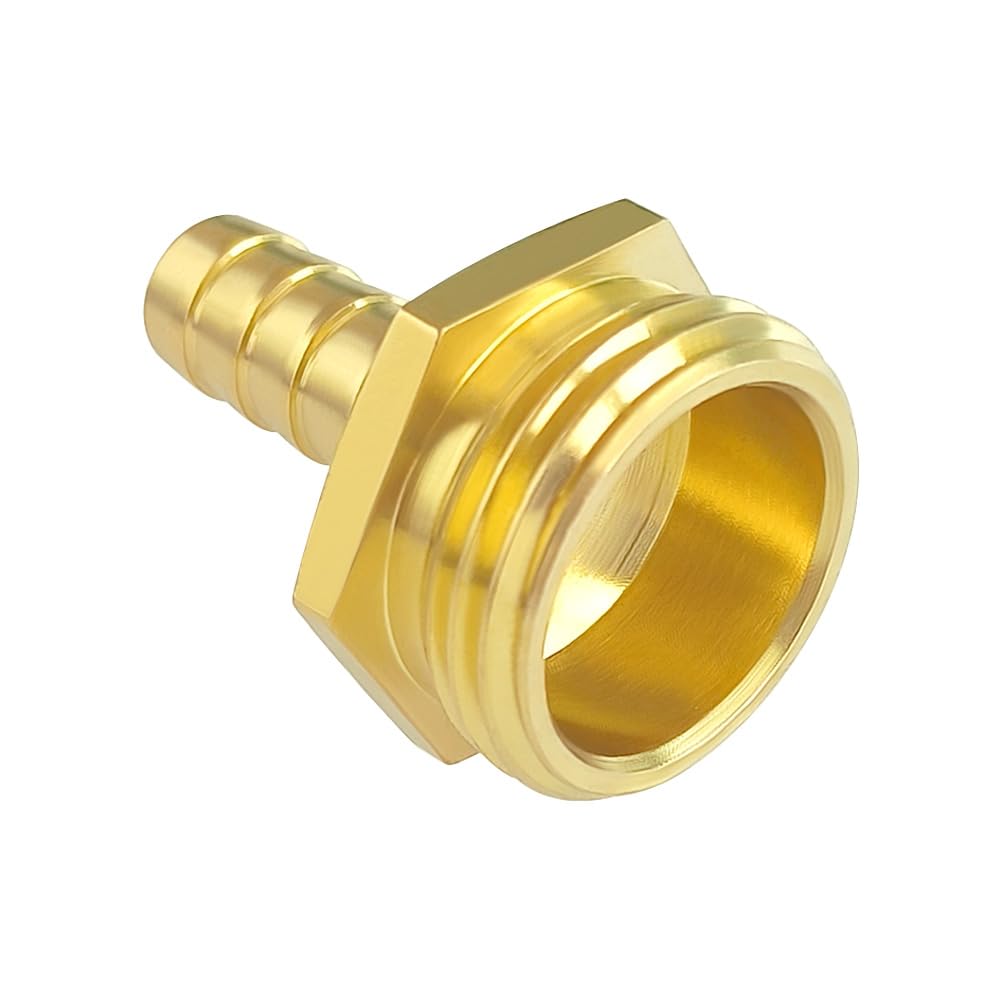 Close-up of 3/4 inch GHT male threads on Hooshing adapter.