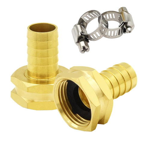 Hooshing 3/4in barb to hose adapter with brass finish for secure connections.