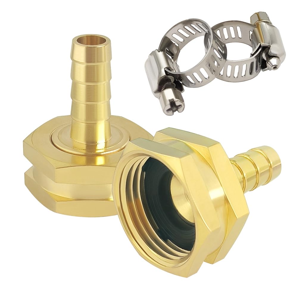 Hooshing brass barb to 3/4 GHT adapter with hose illustration for easy connections