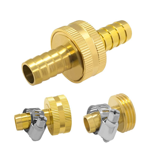 Hooshing brass barb to 3-4 FHT connector provides secure hose join
