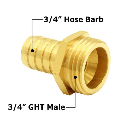 Hooshing brass garden hose adapter 34-ght-male close-up highlights compatibility with common outdoor fittings