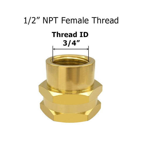 Hooshing brass adapter end detail highlights sturdy NPT and GHT compatibility.
