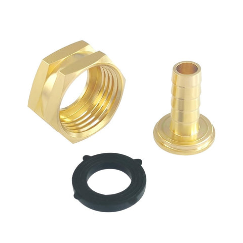 Hooshing brass hose adapter with 1/2 inch barb end enhances durability.