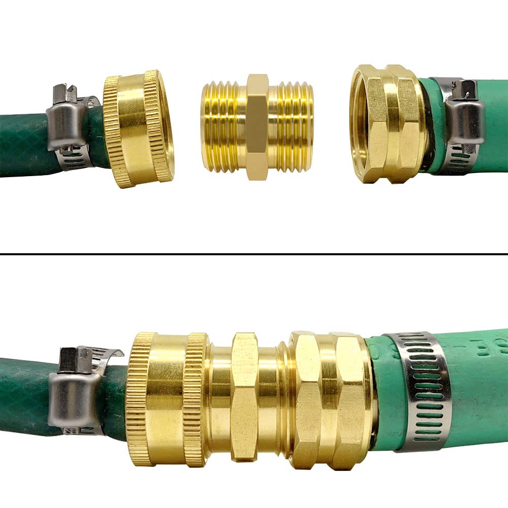 Hooshing brass hose adapter 2pc close-up shows precision threading for quick installs