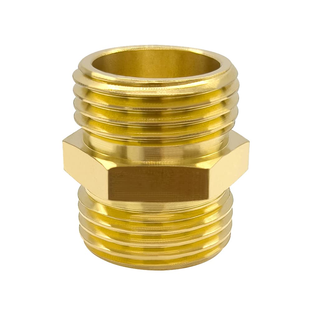 Hooshing brass hose adapter 2pc in-use irrigation setup demonstrating versatility