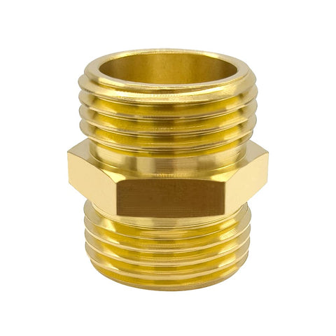 Hooshing brass hose adapter 2pc in-use irrigation setup demonstrating versatility