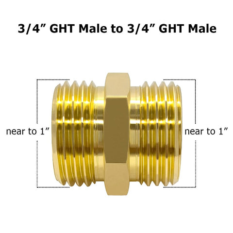 Hooshing brass hose adapter 2pc side view highlighting solid construction