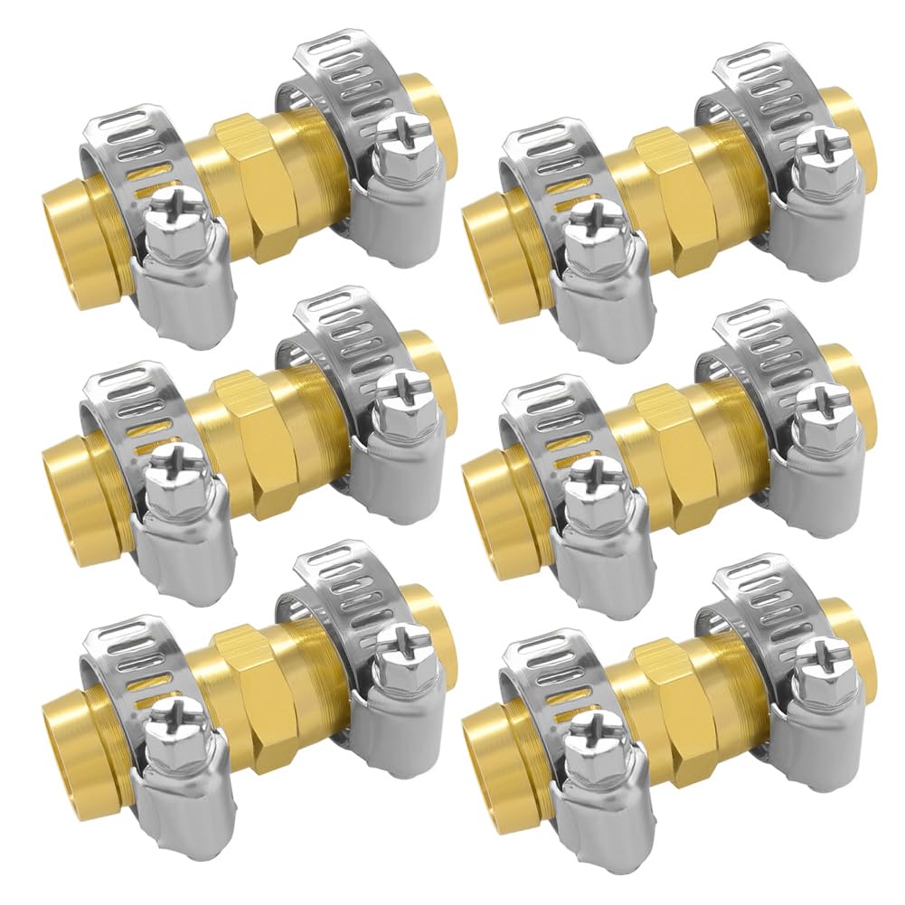 Hooshing brass hose repair connector links standard three-quarter inch hoses for seamless extension.