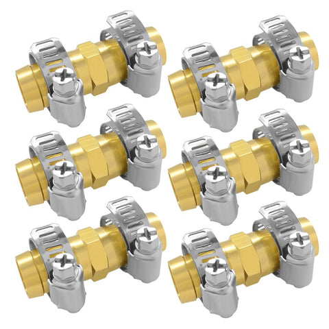 Hooshing brass hose repair connector links standard three-quarter inch hoses for seamless extension.