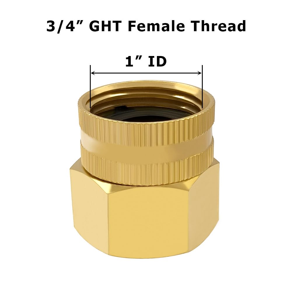 Hooshing brass hose adapter with rubber gasket for better leak prevention.