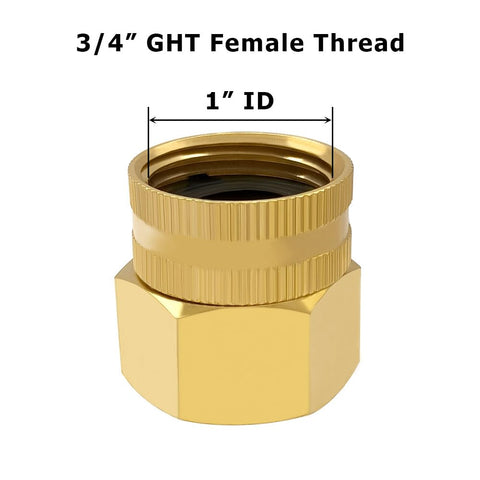 Hooshing brass hose adapter with rubber gasket for better leak prevention.