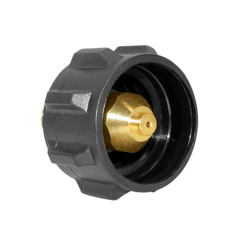 Hooshing QCC1 propane adapter showing threaded connection for reliable NPT to QCC1 fit.