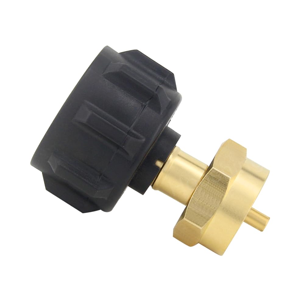 Hooshing propane adapter with built-in safety cutoff feature for controlled flow.