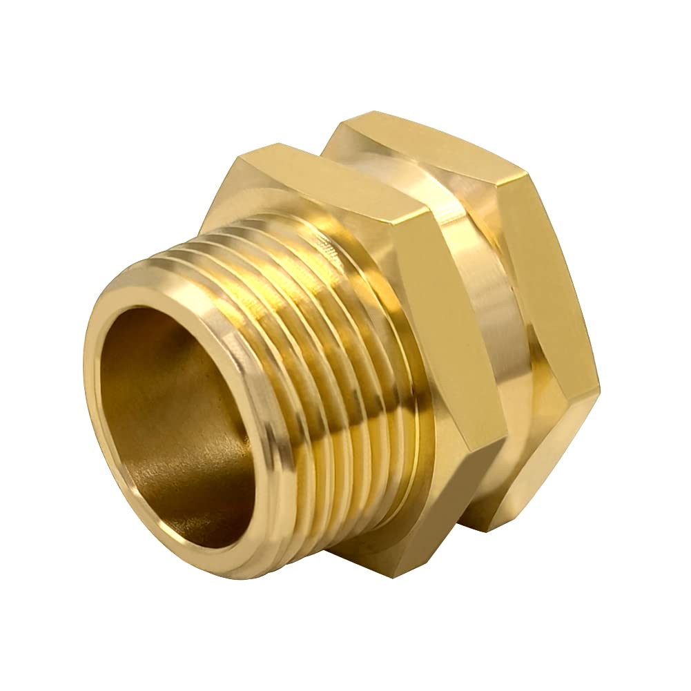 Solid brass construction resists rust for durable outdoor hose fittings