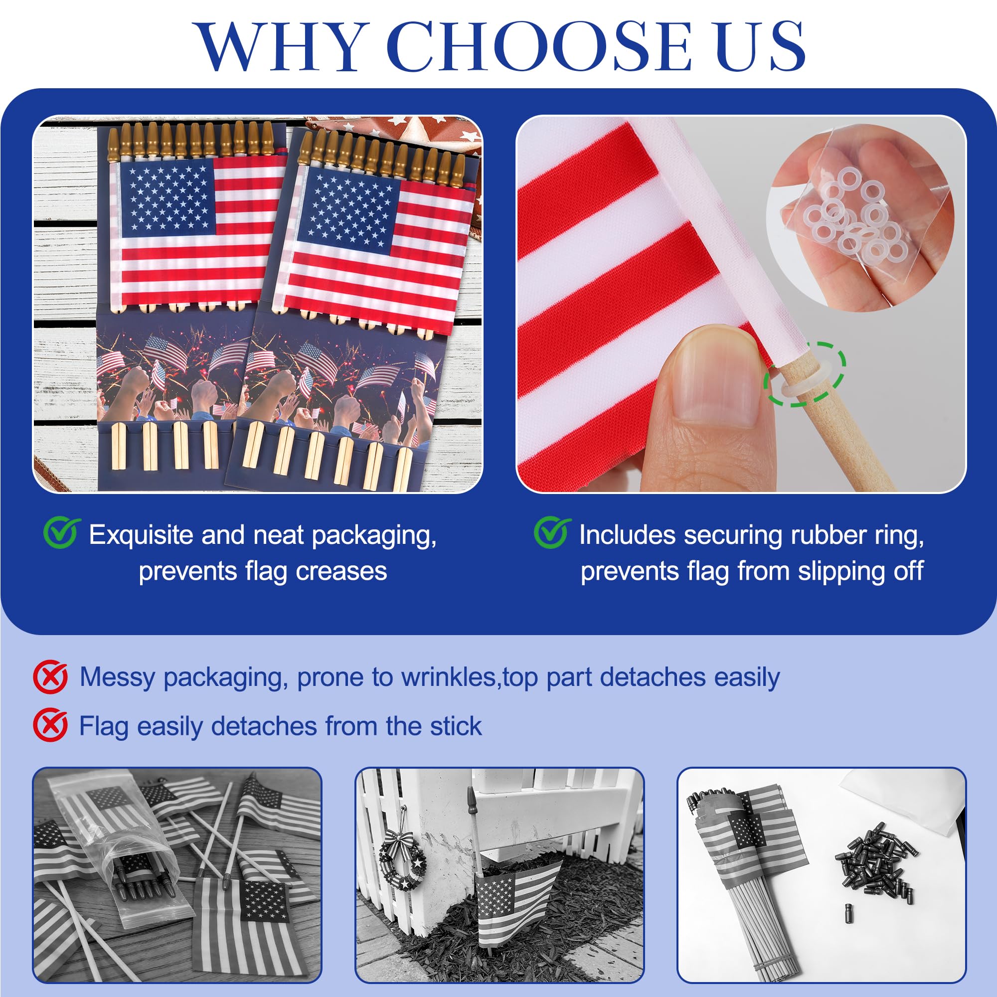 HOOSUN 4th of July flags on sticks for yard and table decor.