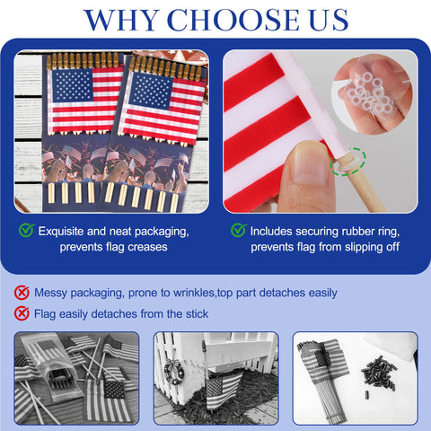 HOOSUN 4th of July flags on sticks for yard and table decor.