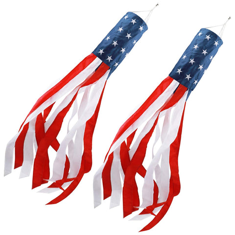 HOOSUN 40-inch windsock front view with vivid red, white and blue for eye-catching outdoor decor