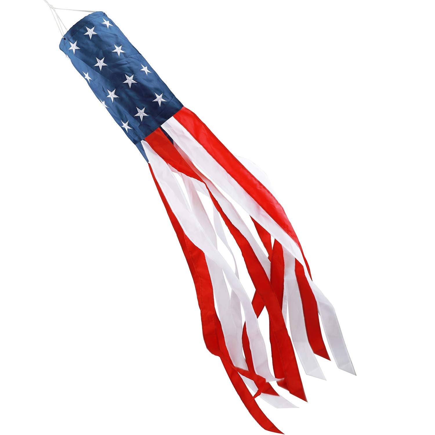HOOSUN 60-inch windsock with embroidered stars for durable patriotic yard display