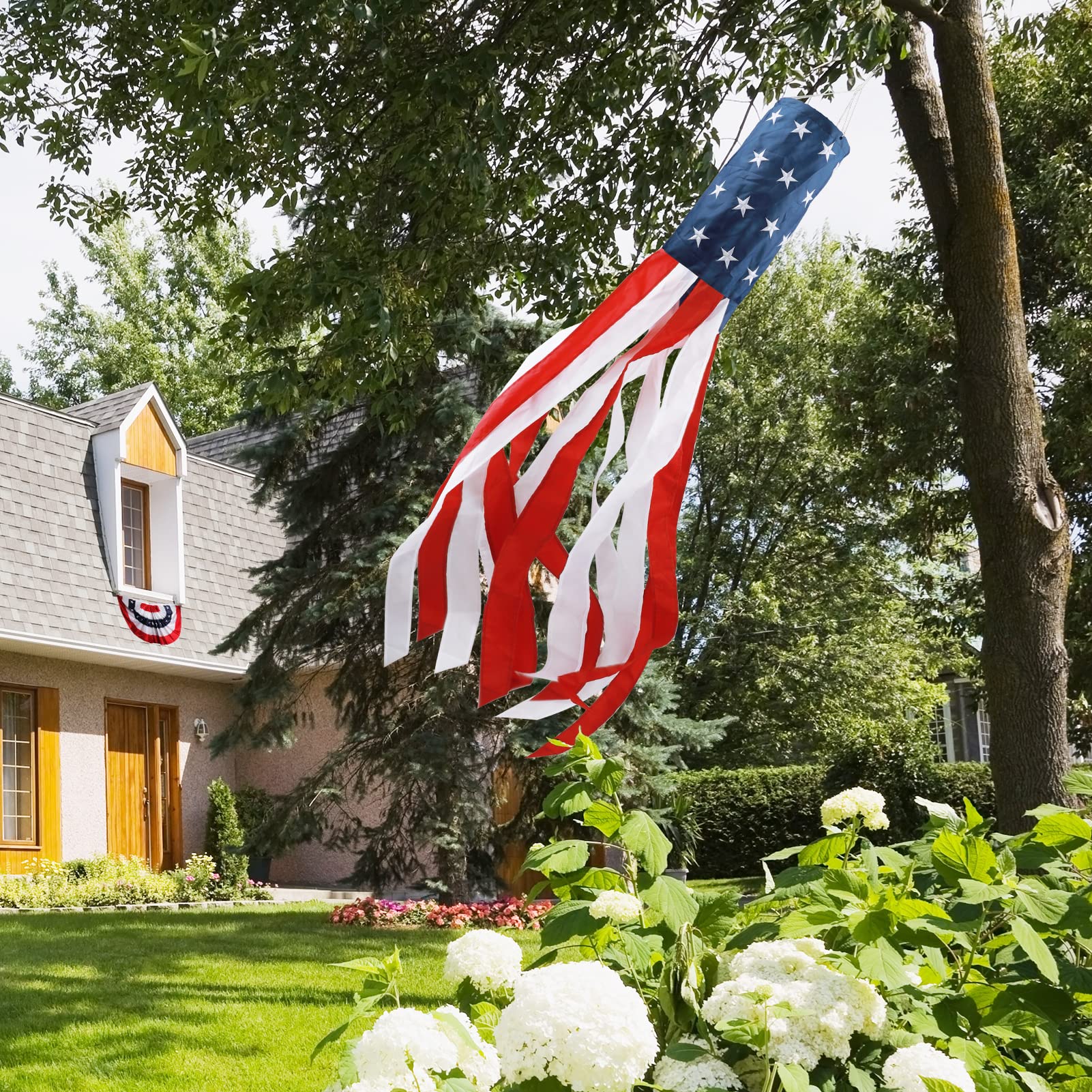 HOOSUN densely embroidered stars wind sock for premium patriotic display