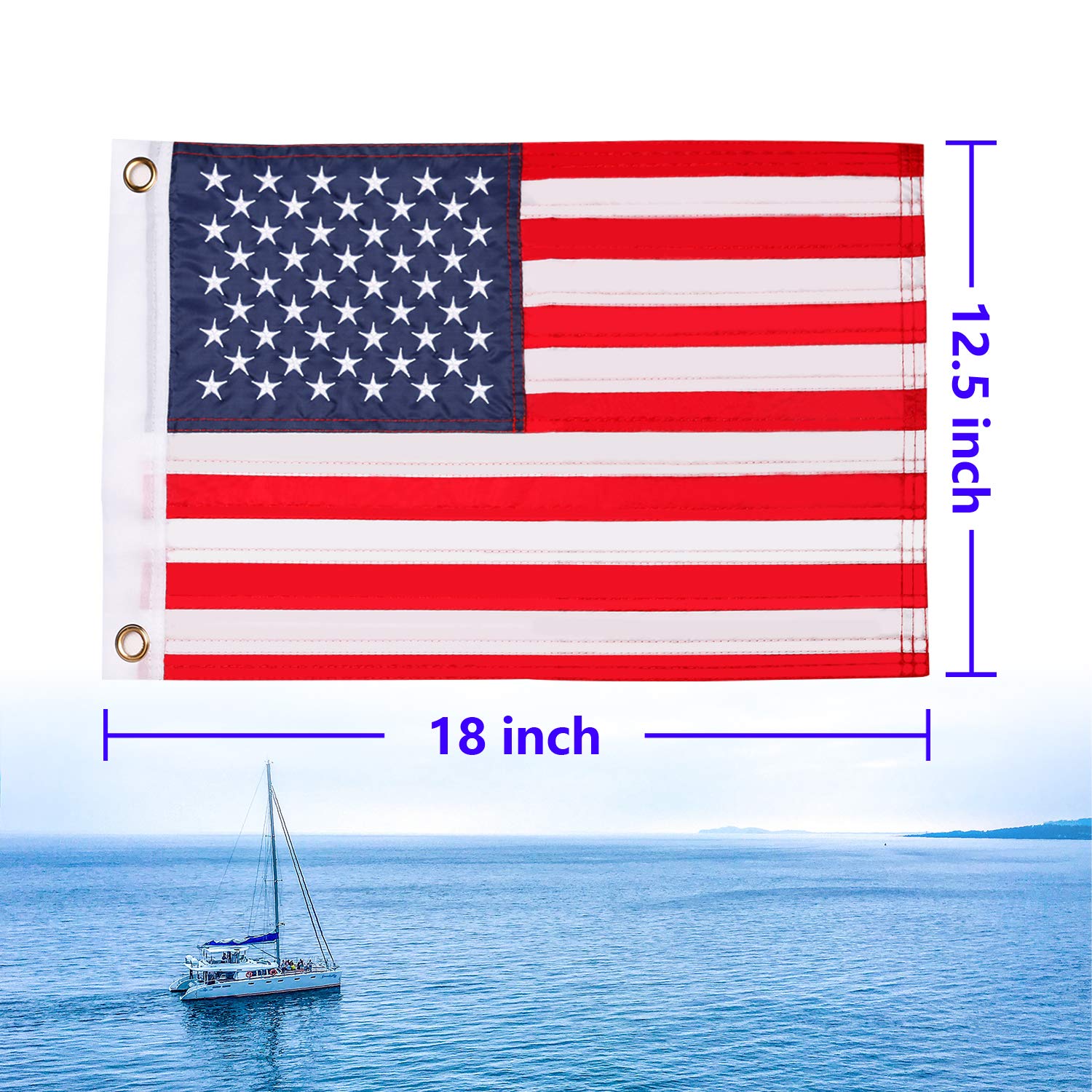 HOOSUN flag with double seam and four rows of stitching for durability.