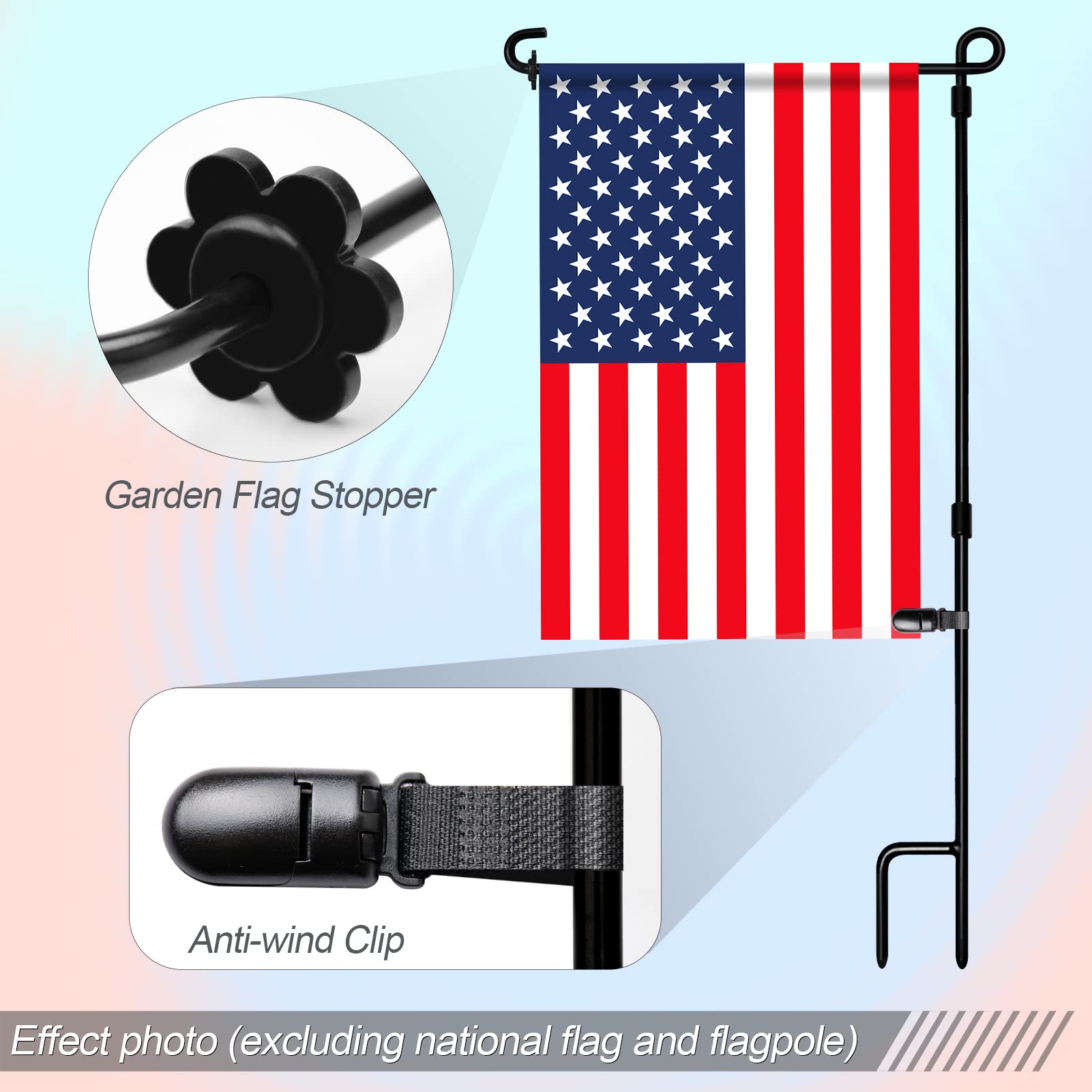 Durable HOOSUN clips grip flags without slipping.