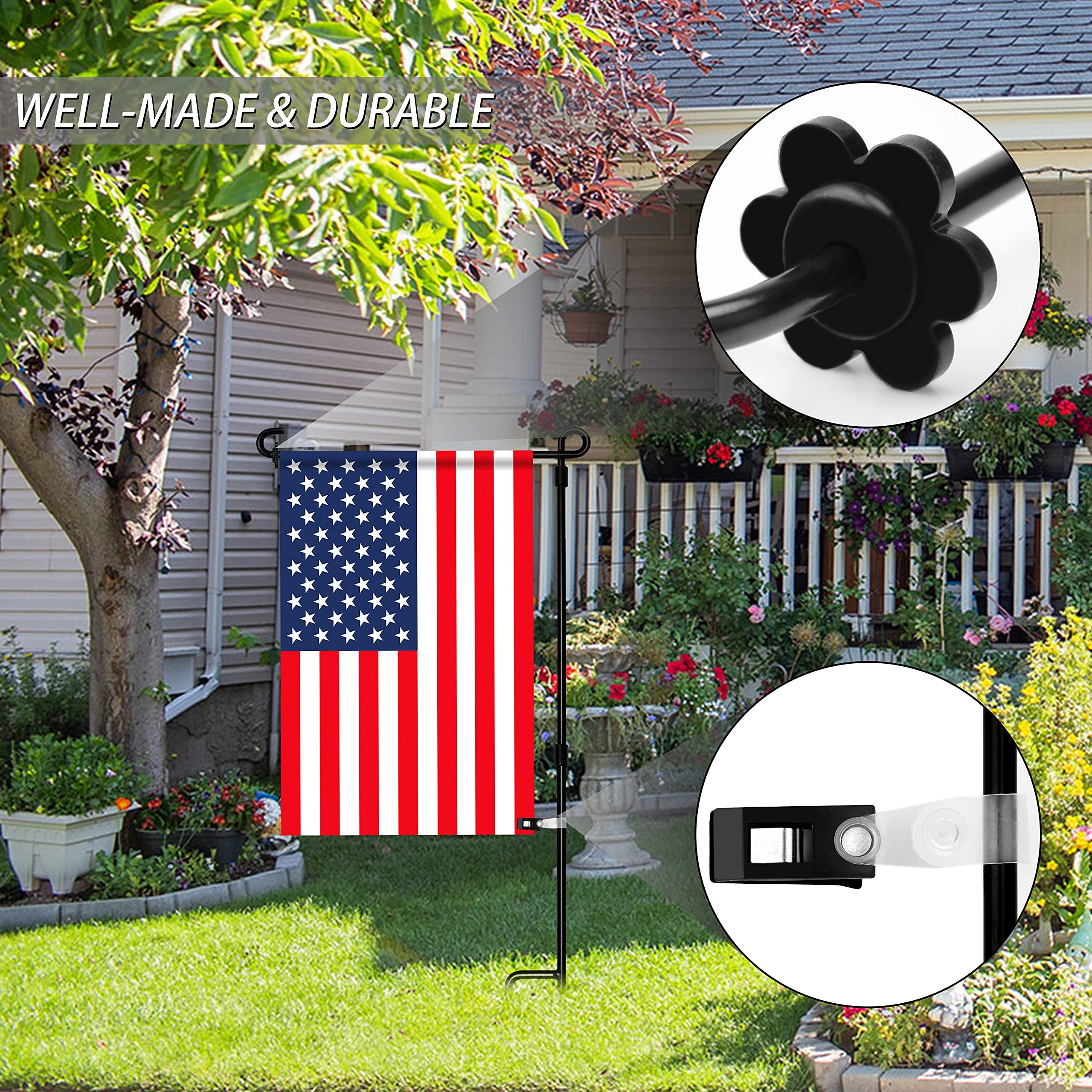 HOOSUN durable retainers help protect flags outdoors.