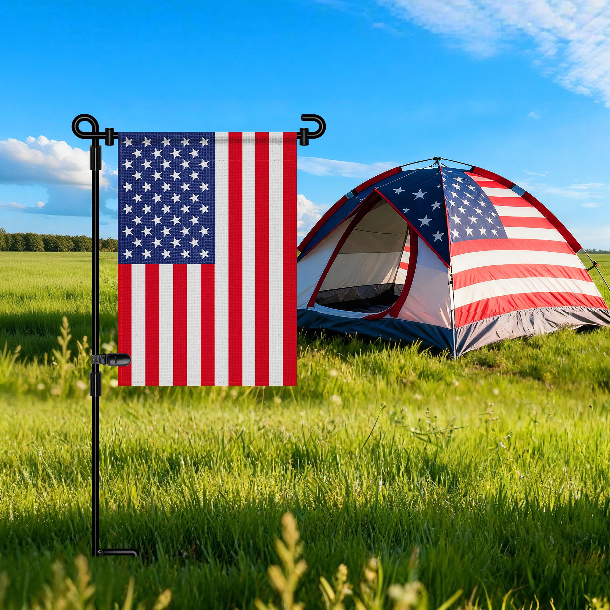 HOOSUN flag stand with easy assembly and reinforced joints for stability.