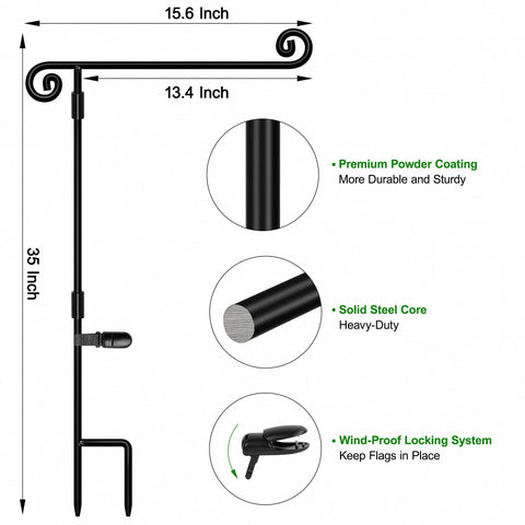 HOOSUN flag stand with Tiger Clip securing flags against wind.
