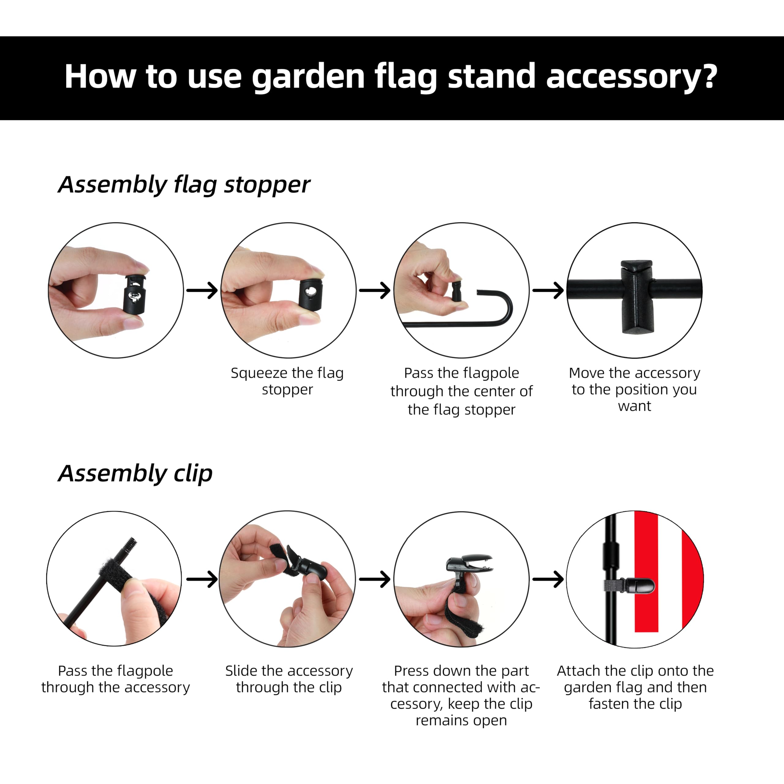 HOOSUN flag holder clip demonstrates quick, tool-free installation.
