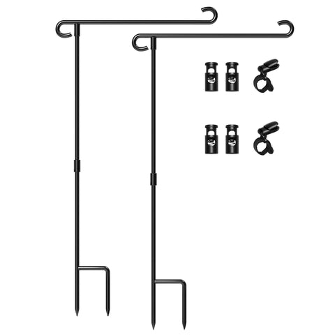 HOOSUN garden flag stand assembly shows quick setup for a tidy garden.