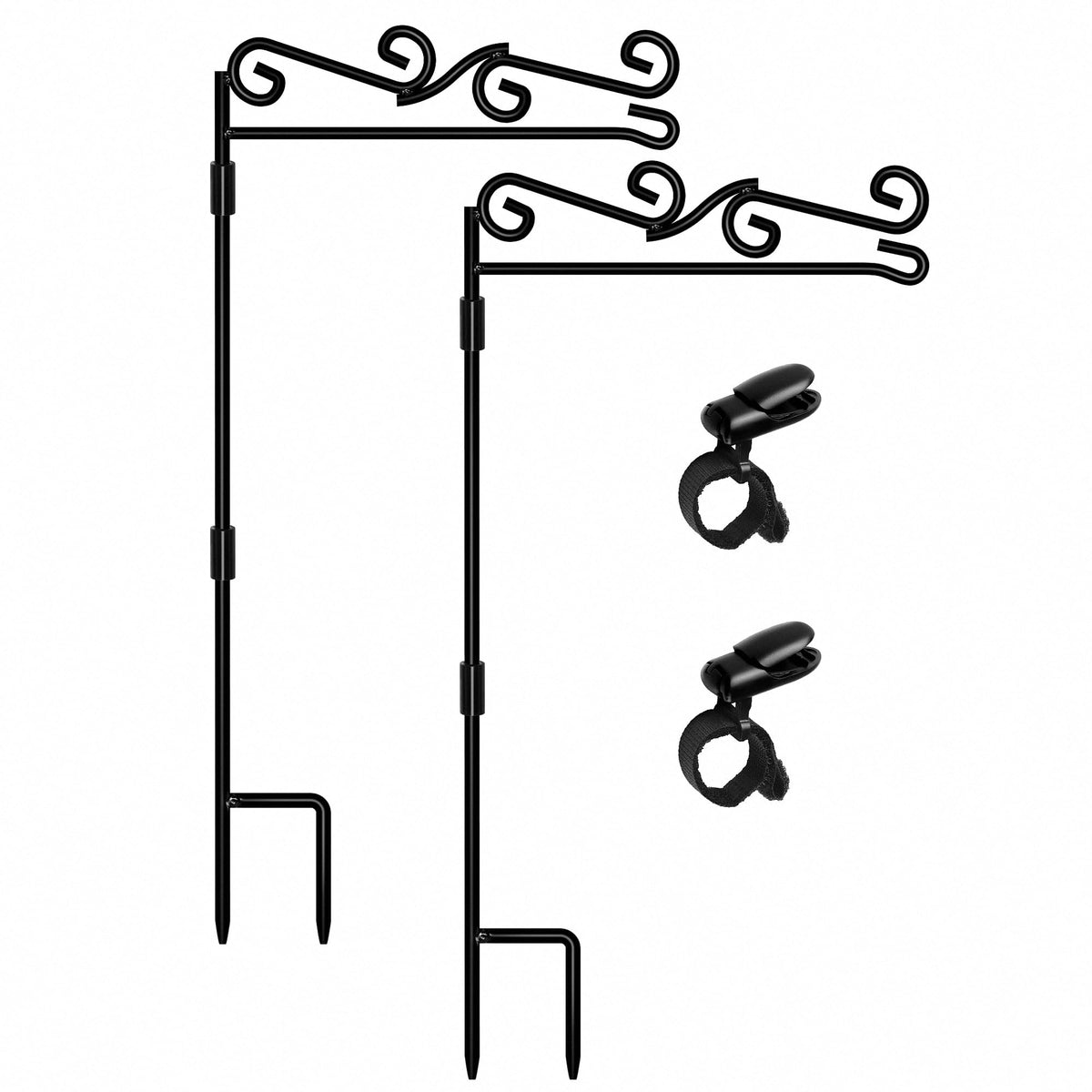 HOOSUN garden flag stand in black metal ready for durable outdoor use.