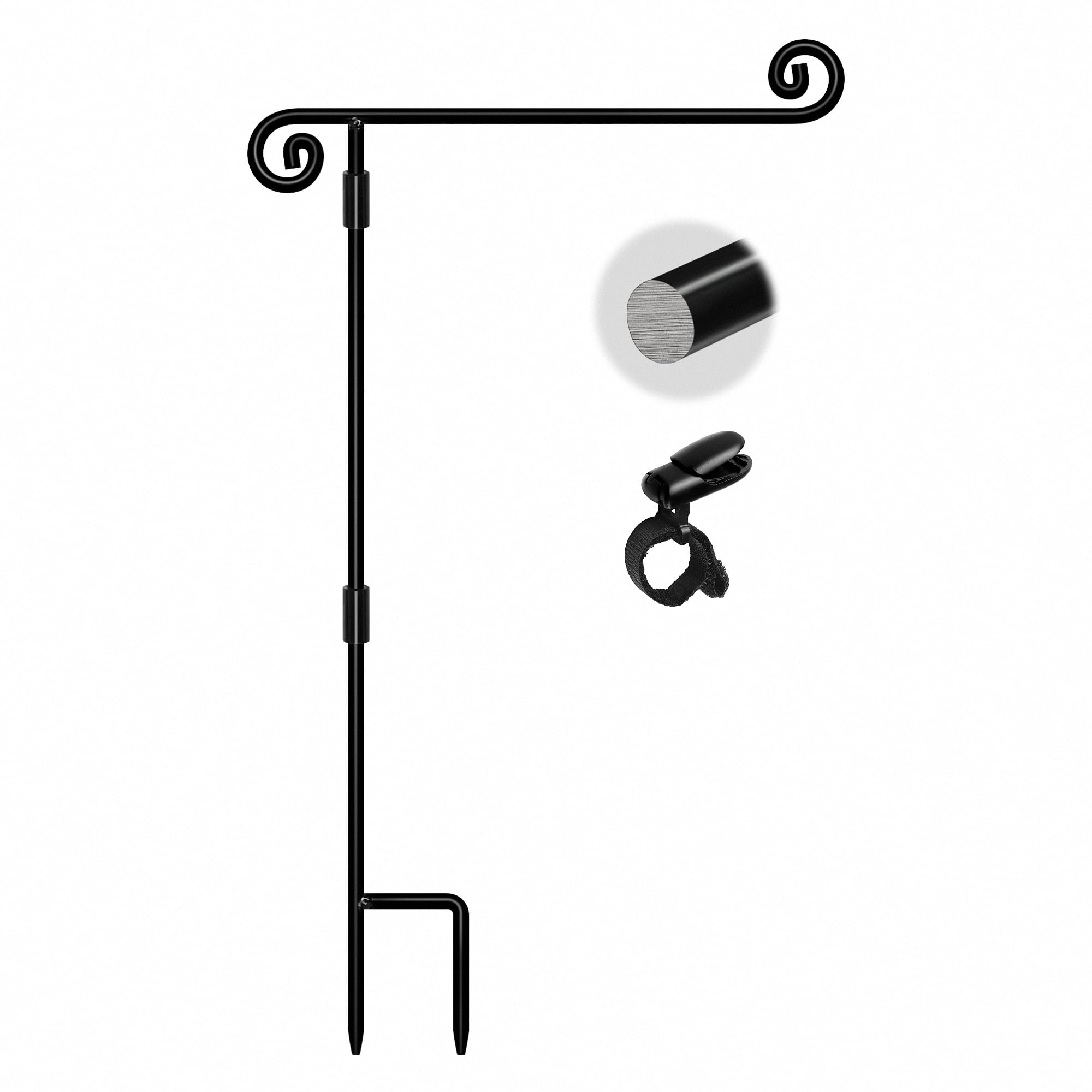 HOOSUN garden flag stand front view showing sturdy outdoor support.