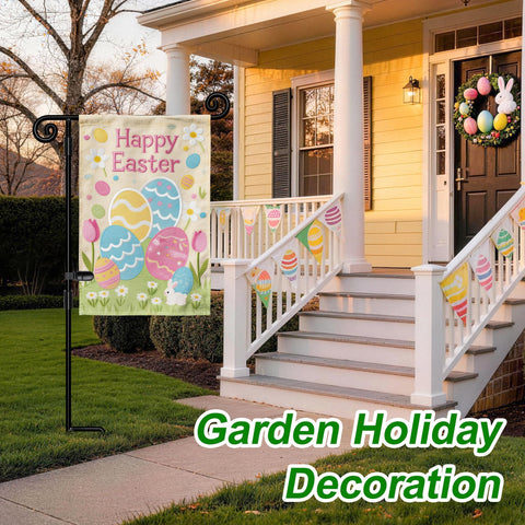 HOOSUN garden flag stand side view with collapsible three-piece pole.