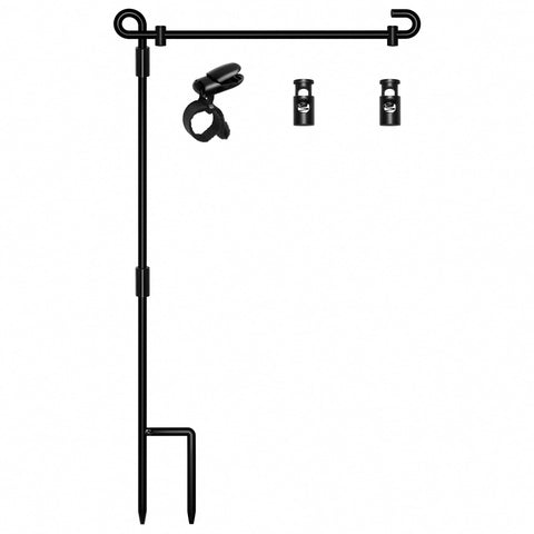 HOOSUN garden flag stand with sturdy black metal frame for year‑round displays.