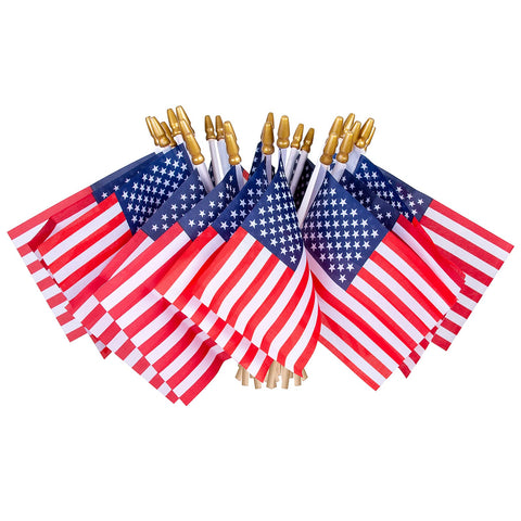 HOOSUN mini American flags on sticks for outdoor display and decorative centerpieces.
